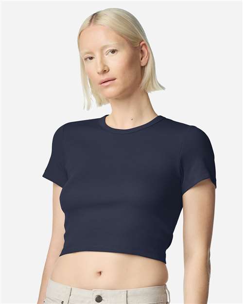 American Apparel Women's Baby Rib Cropped Tee - American Apparel BR210 Navy S