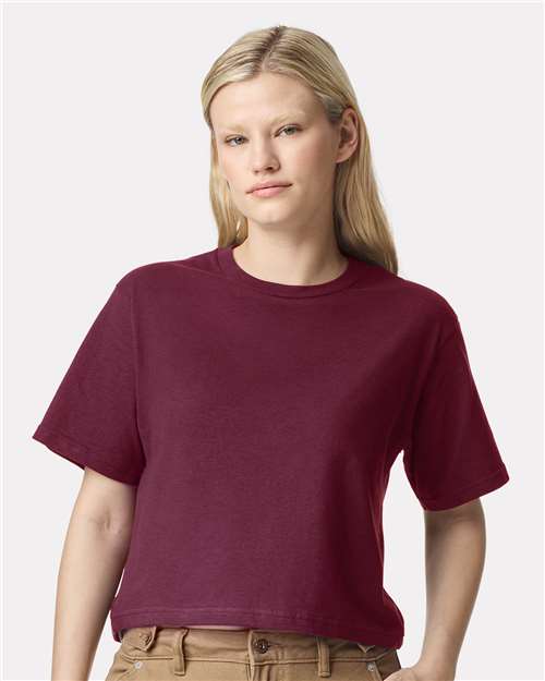 American Apparel Women's Fine Jersey Boxy Tee - American Apparel 102 Burgundy S