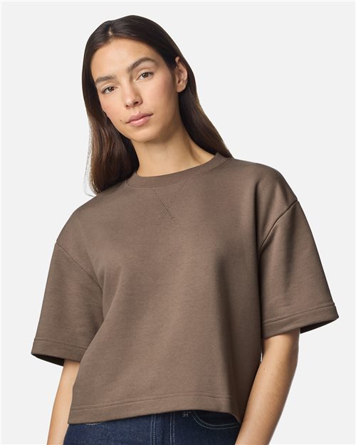 American Apparel Women's French Terry Mid - Length Boxy Top - American Apparel FTCB0 Black S