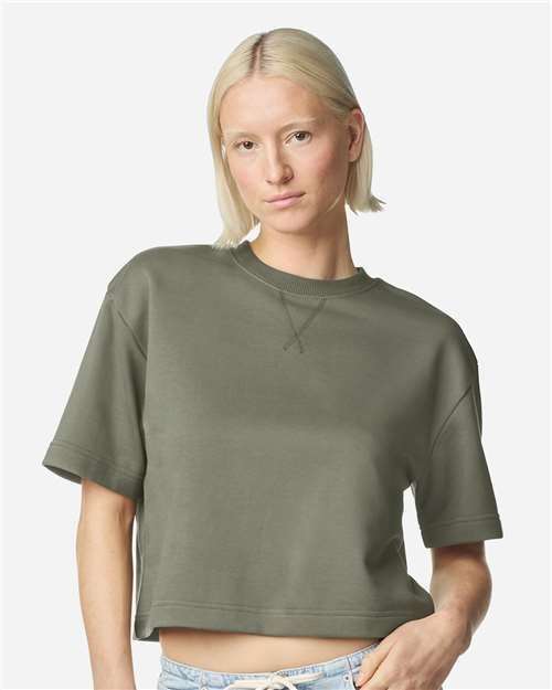 American Apparel Women's French Terry Mid - Length Boxy Top - American Apparel FTCB0 Lieutenant S