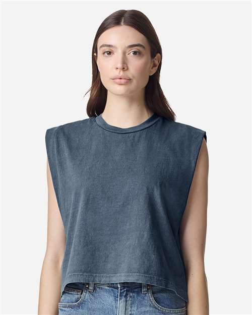 American Apparel Women's Garment - Dyed Heavyweight Muscle Tee - American Apparel 307GD Faded Navy S