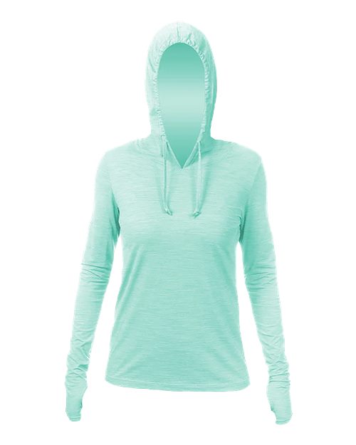 ANETIK Women's Breeze Tech Hooded Long Sleeve T-Shirt - ANETIK WSBRZH0 Seafoam Heathered XS Women's Performance Hooded Long Sleeve