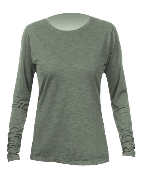 ANETIK Women's Breeze Tech Long Sleeve T-Shirt - ANETIK WSBRZL0 Dark Olive Heathered XS Women's Performance Long Sleeve