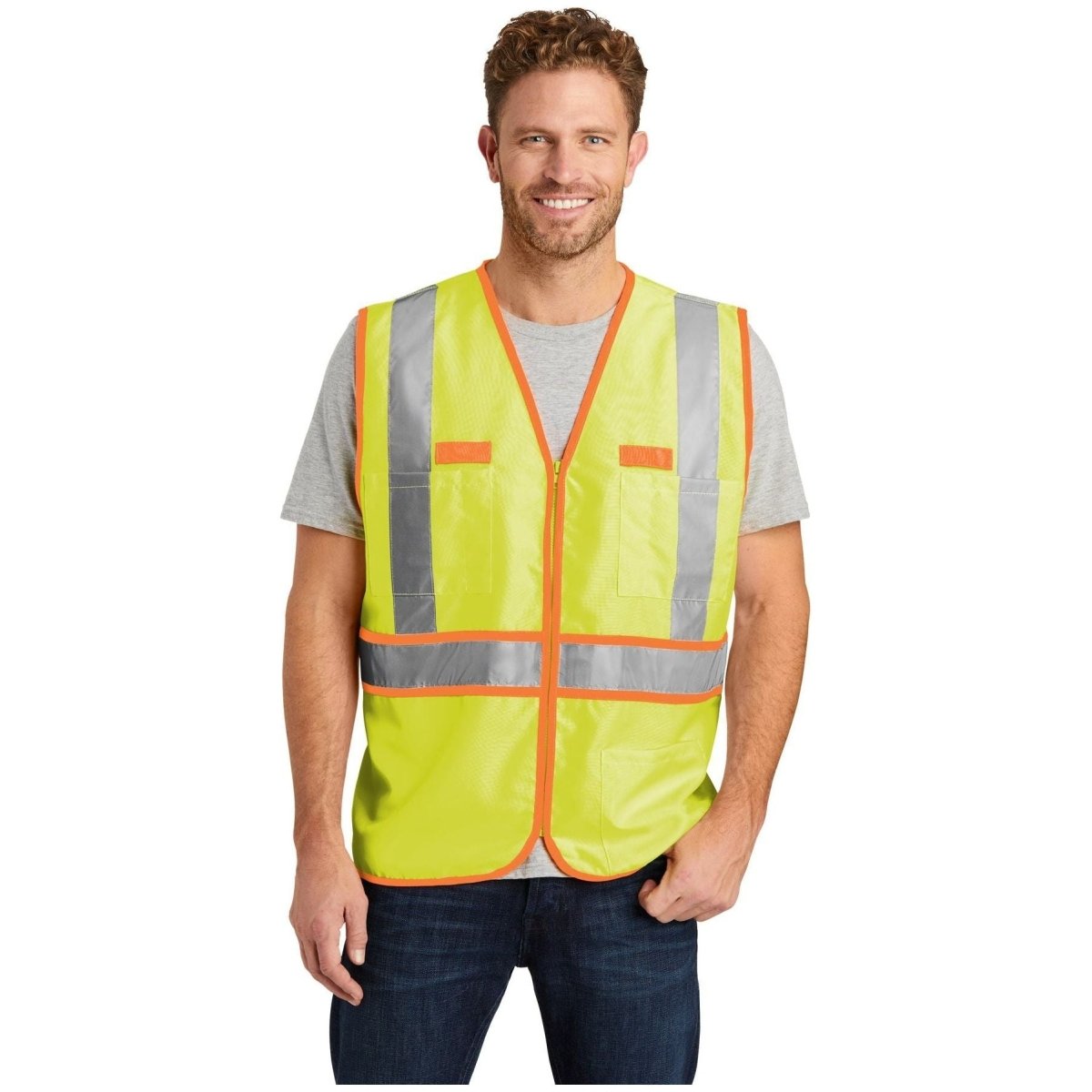 ANSI 107 Class 2 Dual - Color Safety Vest Safety Yellow/Safety Orange Small