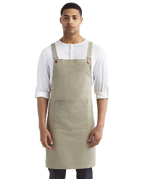 Artisan Collection by Reprime Cross Back Barista Bib Apron - Artisan Collection by Reprime RP129 Khaki One Size Aprons