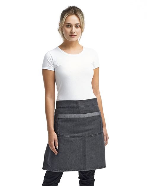 Artisan Collection by Reprime Domain Contrast Denim Waist Apron - Artisan Collection by Reprime RP128 Black Denim One Size Aprons