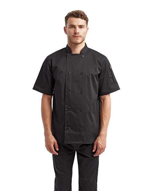 Artisan Collection by Reprime Unisex Short Sleeve Recycled Chef Coat - Artisan Collection by Reprime RP656 Black XS