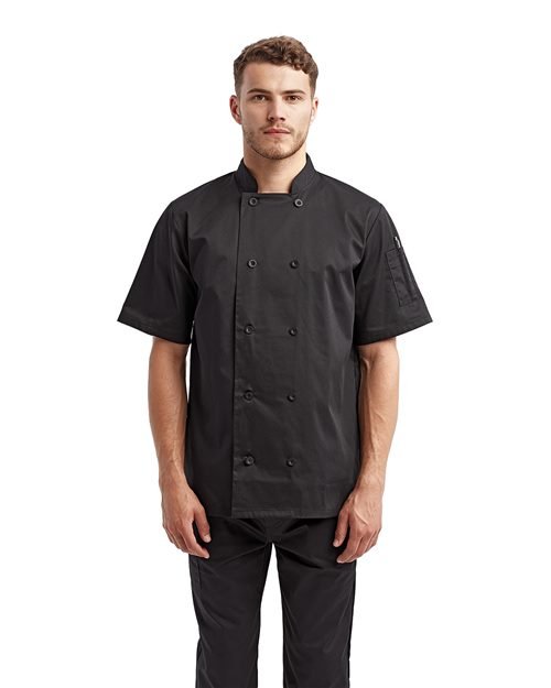 Artisan Collection by Reprime Unisex Short Sleeve Recycled Chef Coat - Artisan Collection by Reprime RP656 Black XS