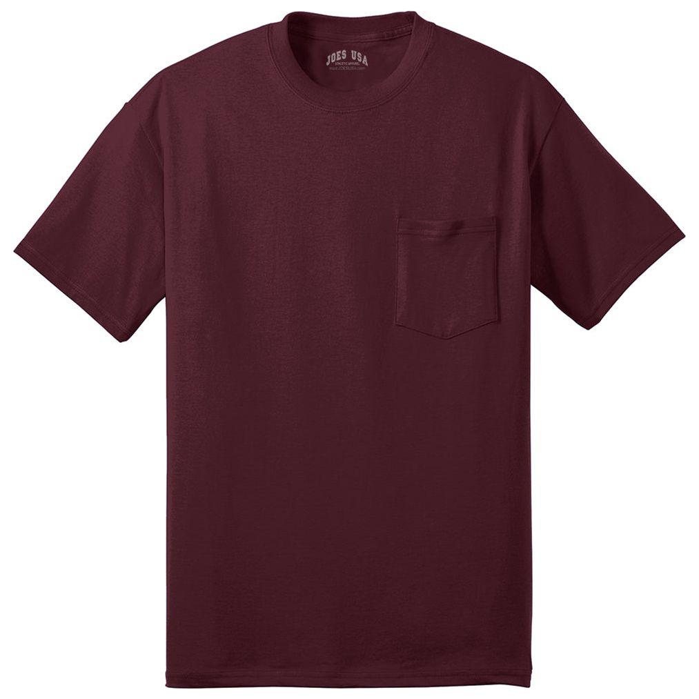 Mens Tall 50/50 Cotton/Poly T-Shirt with Pocket Tall Joe's USA Athletic Maroon Large Tall