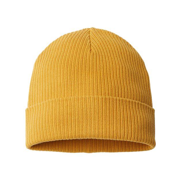 Atlantis Headwear Sustainable Cuffed Beanie - Atlantis Headwear NELSON Mustard Yellow One Size Beanies