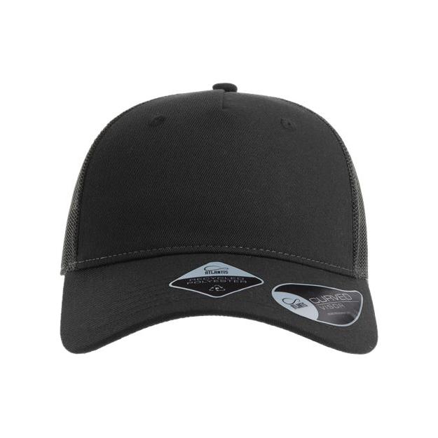 Atlantis Headwear Sustainable Five - Panel Trucker Cap - Atlantis Headwear ZION Black/ Dark Grey Adjustable Hats