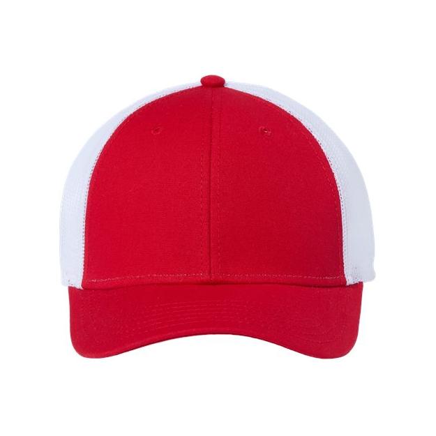 Atlantis Headwear Sustainable Recy Three Trucker Cap - Atlantis Headwear RETH Red/ White Adjustable Hats