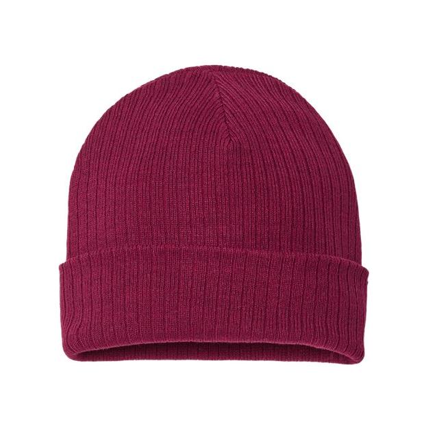 Atlantis Headwear Sustainable Rib Cuffed Beanie - Atlantis Headwear RIO Burgundy One Size Beanies