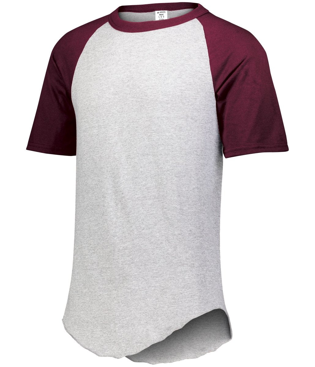 Augusta Sportswear Baseball Short Sleeve Tee 2.0 423 ATHLETIC HEATHER/MAROON S