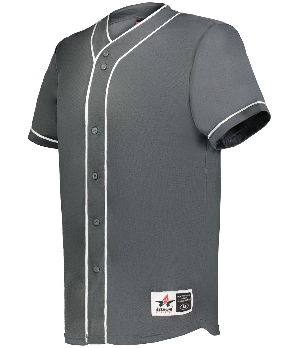 Augusta Sportswear DIAMOND FULL - BUTTON BASEBALL JERSEY 52MBBJ CHARCOAL SOLID/WHITE (BA) S