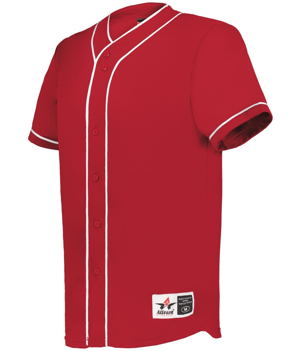Augusta Sportswear DIAMOND FULL - BUTTON BASEBALL JERSEY 52MBBJ RED/WHITE (BA) S