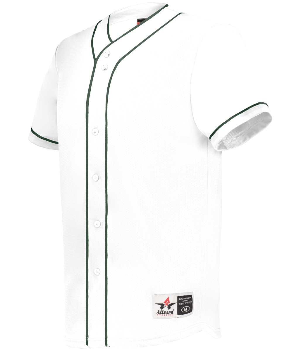 Augusta Sportswear DIAMOND FULL - BUTTON BASEBALL JERSEY 52MBBJ WHITE/FOREST (BA) S