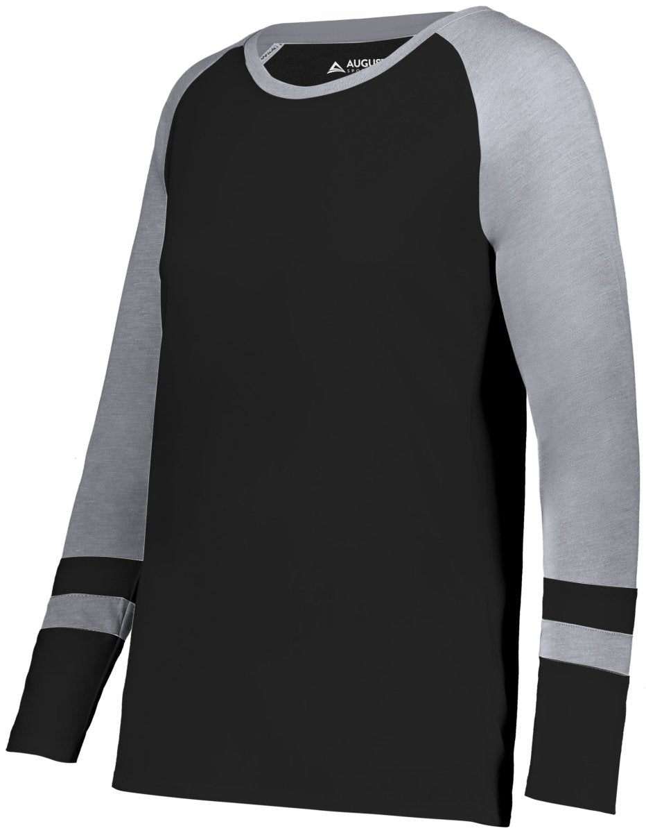 Augusta Sportswear Ladies Fanatic 2.0 Long Sleeve Tee 2917 BLACK/GREY HEATHER XXS