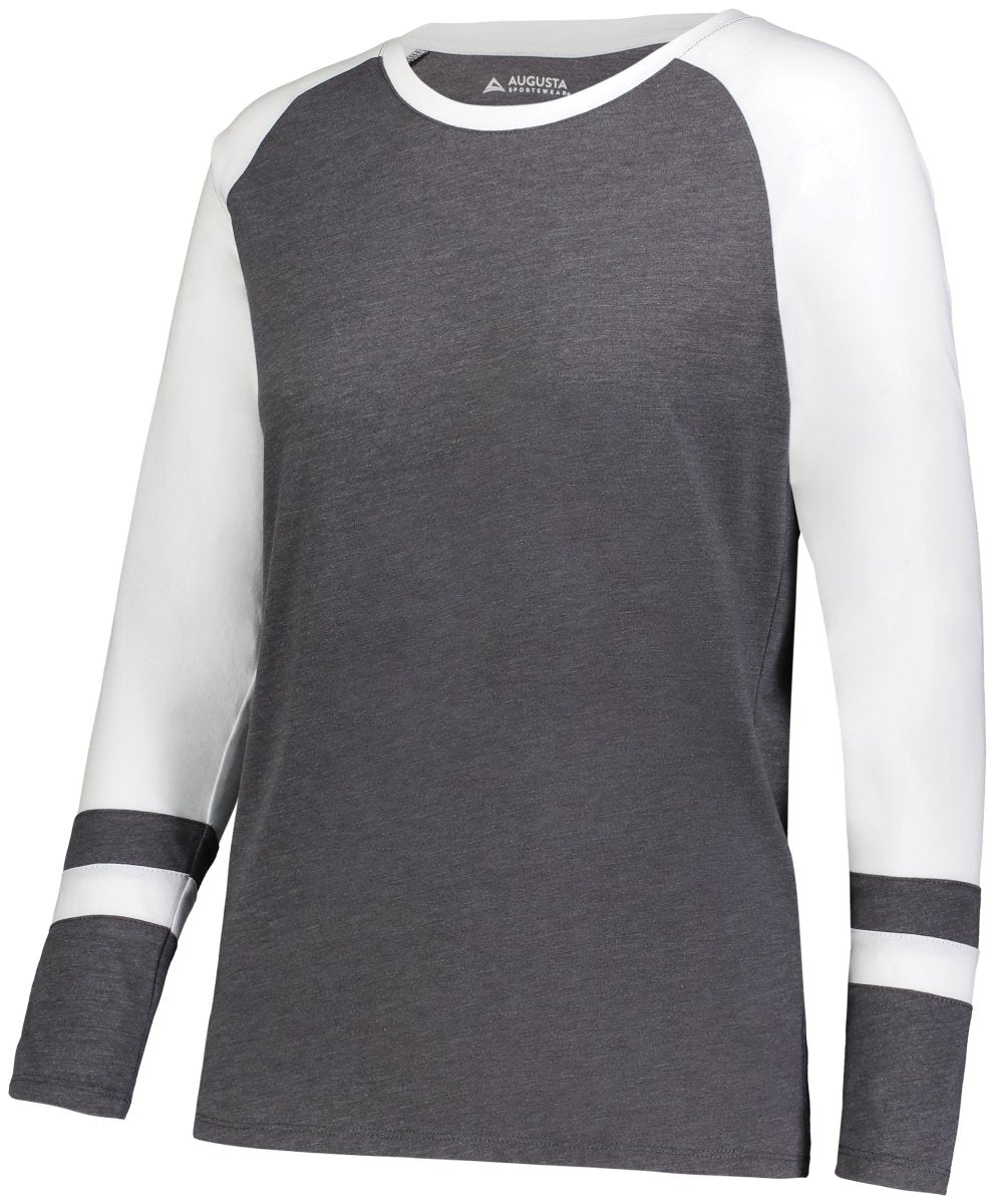 Augusta Sportswear Ladies Fanatic 2.0 Long Sleeve Tee 2917 CARBON HEATHER/WHITE XXS