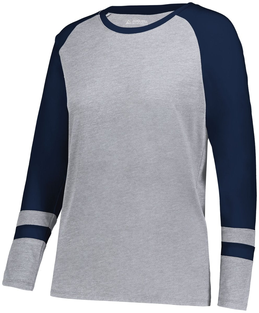 Augusta Sportswear Ladies Fanatic 2.0 Long Sleeve Tee 2917 GREY HEATHER/NAVY XXS