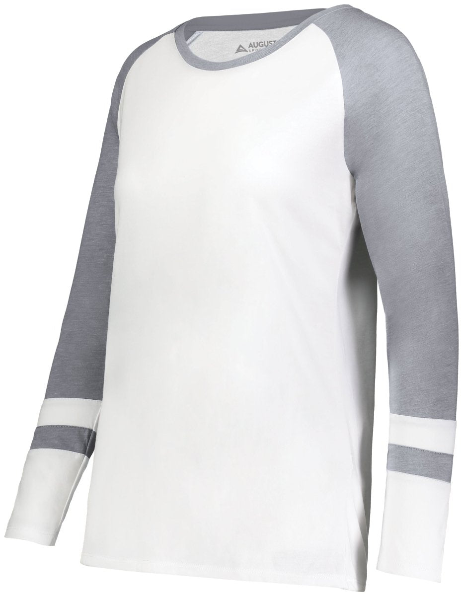 Augusta Sportswear Ladies Fanatic 2.0 Long Sleeve Tee 2917 WHITE/GREY HEATHER XXS