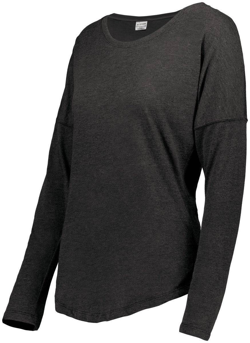 Augusta Sportswear Ladies Lux Tri - Blend Long Sleeve Tee 3077 BLACK HEATHER S