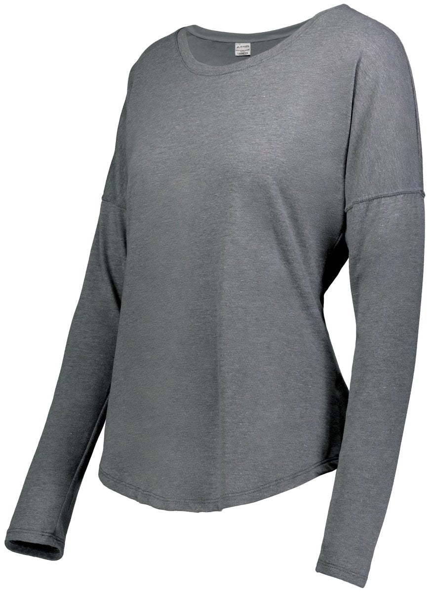 Augusta Sportswear Ladies Lux Tri - Blend Long Sleeve Tee 3077 GREY HEATHER S