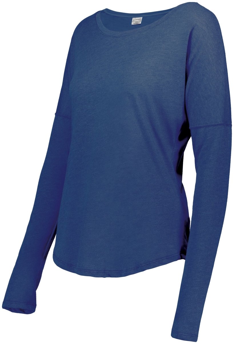 Augusta Sportswear Ladies Lux Tri - Blend Long Sleeve Tee 3077 ROYAL HEATHER S