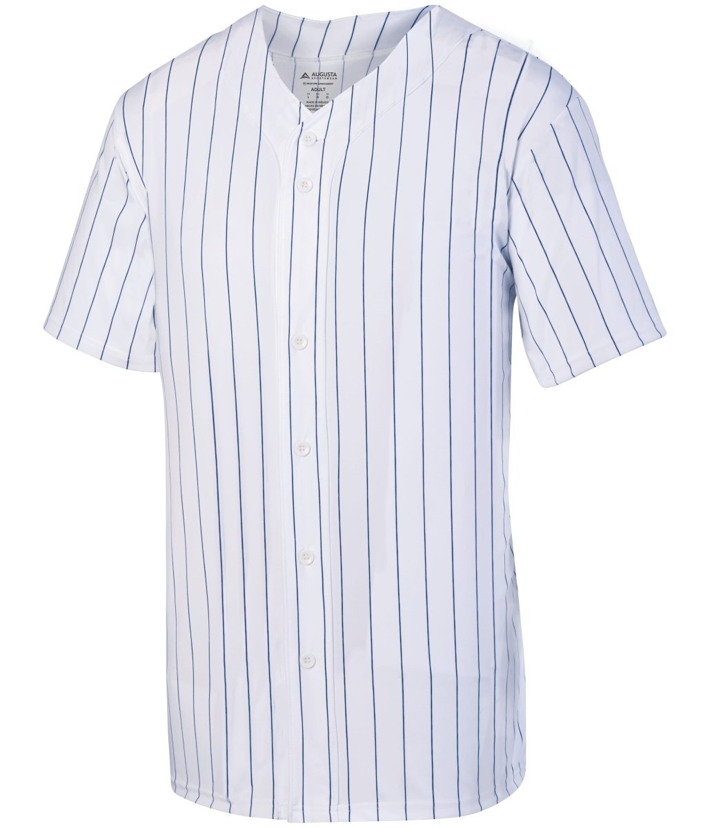 Augusta Sportswear Pinstripe Full - Button Jersey 1685 WHITE/NAVY S