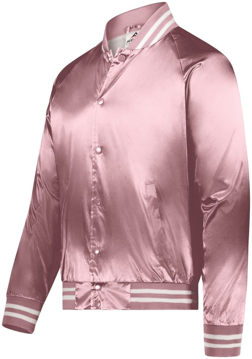 Augusta Sportswear Satin Baseball Jacket/Striped Trim 3610 LIGHT PINK/WHITE S