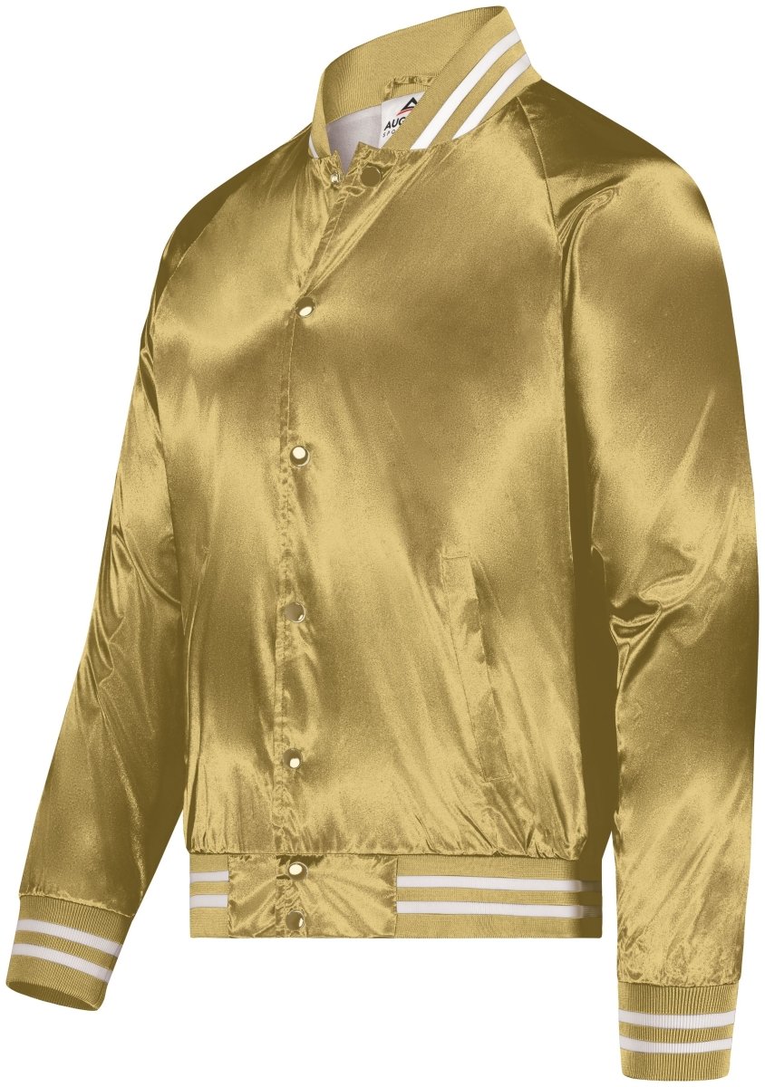 Augusta Sportswear Satin Baseball Jacket/Striped Trim 3610 METALLIC GOLD/WHITE S