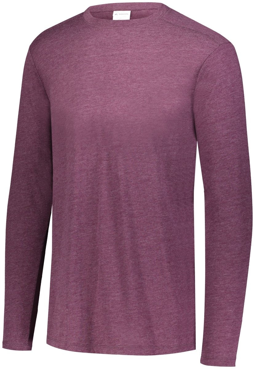 Augusta Sportswear Tri - Blend Long Sleeve Tee 3075 MAROON HEATHER S