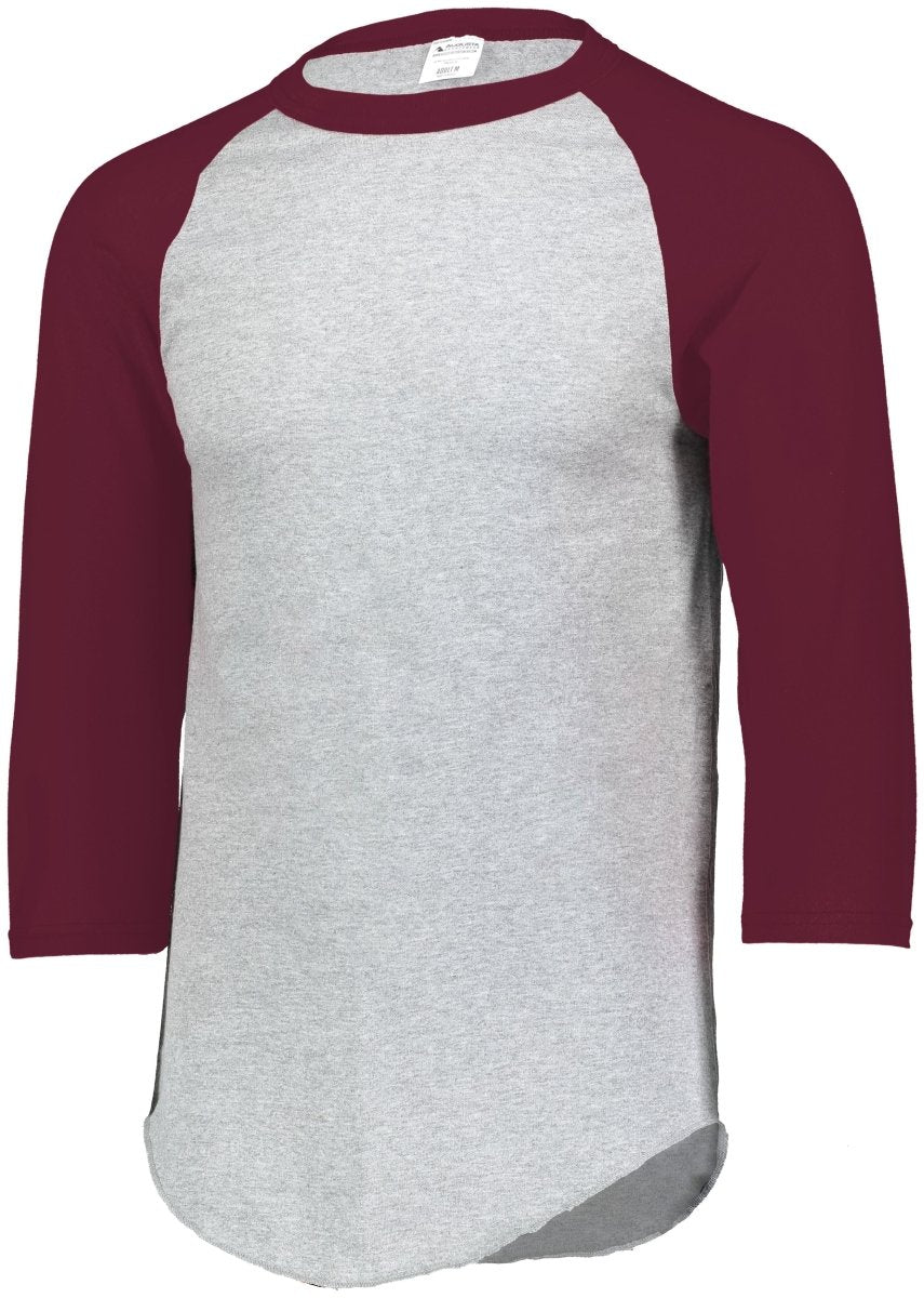 Augusta Sportswear Youth Baseball 3/4 Sleeve Tee 2.0 4421 ATHLETIC HEATHER/MAROON S