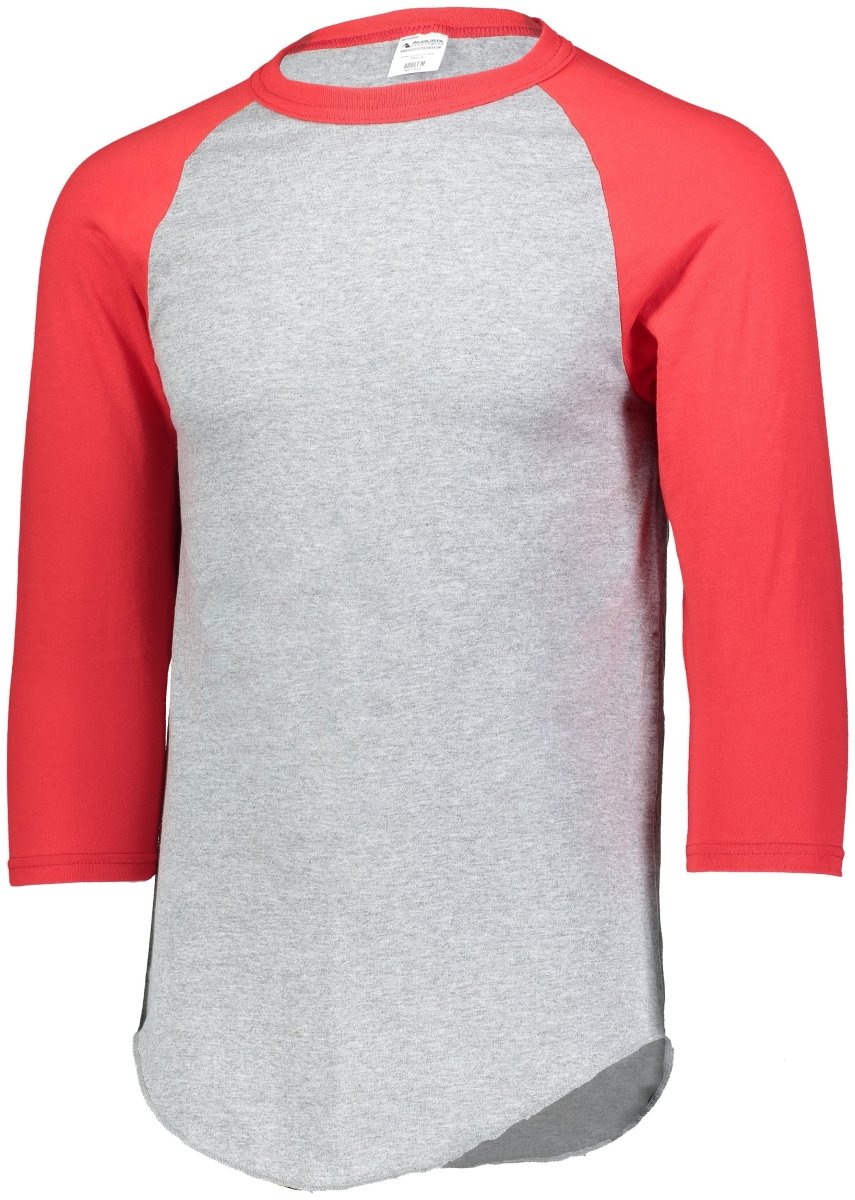 Augusta Sportswear Youth Baseball 3/4 Sleeve Tee 2.0 4421 ATHLETIC HEATHER/RED S