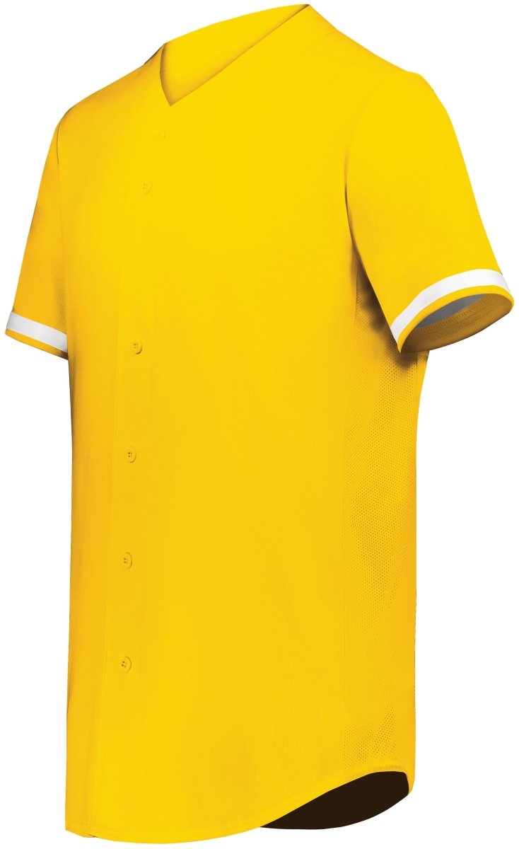 Augusta Sportswear Youth Cutter+ Full Button Baseball Jersey 6910 GOLD/WHITE S