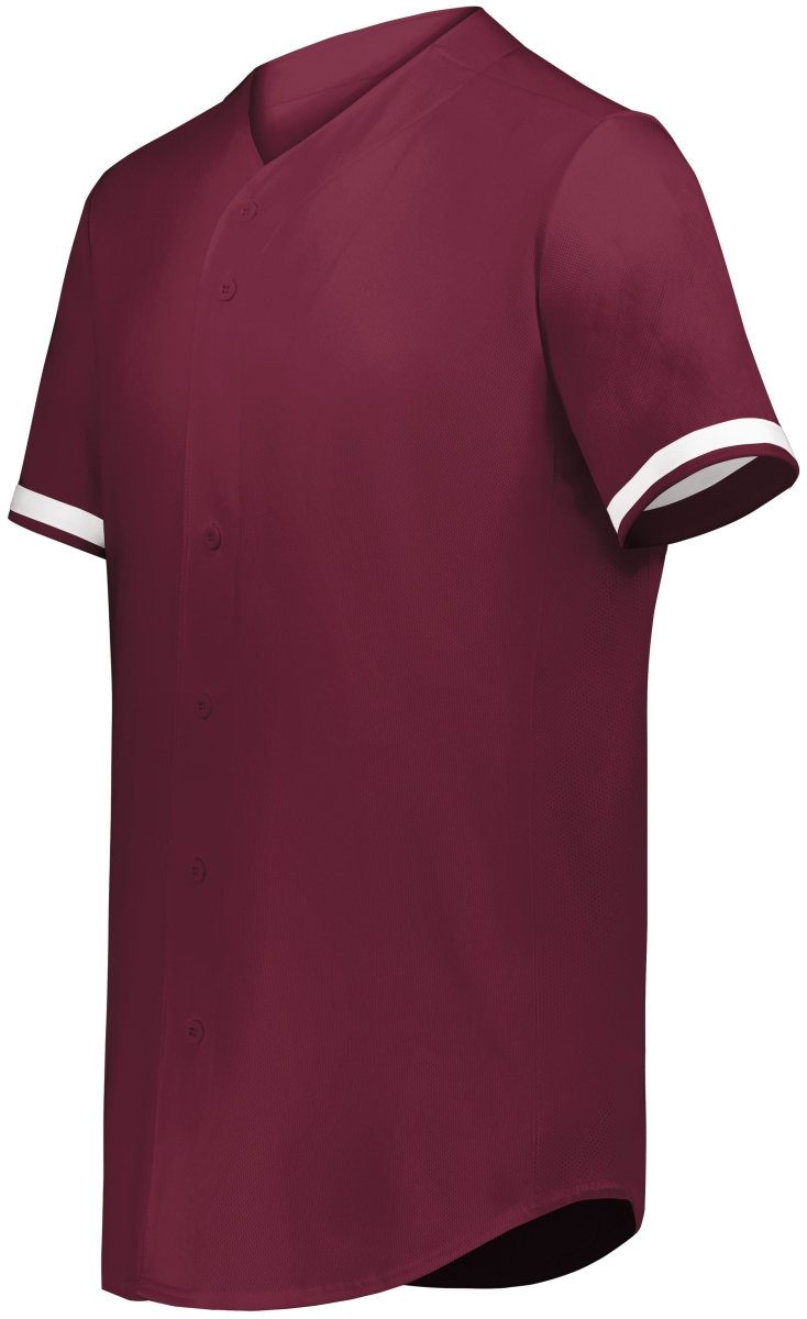 Augusta Sportswear Youth Cutter+ Full Button Baseball Jersey 6910 MAROON/WHITE S