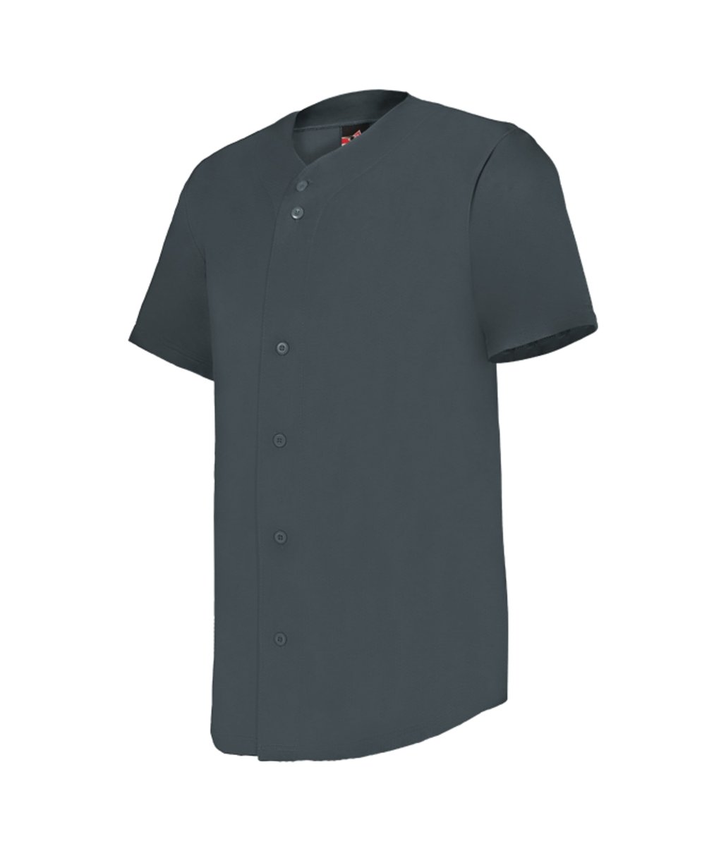Augusta Sportswear YOUTH FULL - BUTTON LIGHTWEIGHT BASEBALL JERSEY 52MBFJY CHARCOAL SOLID (BA) S