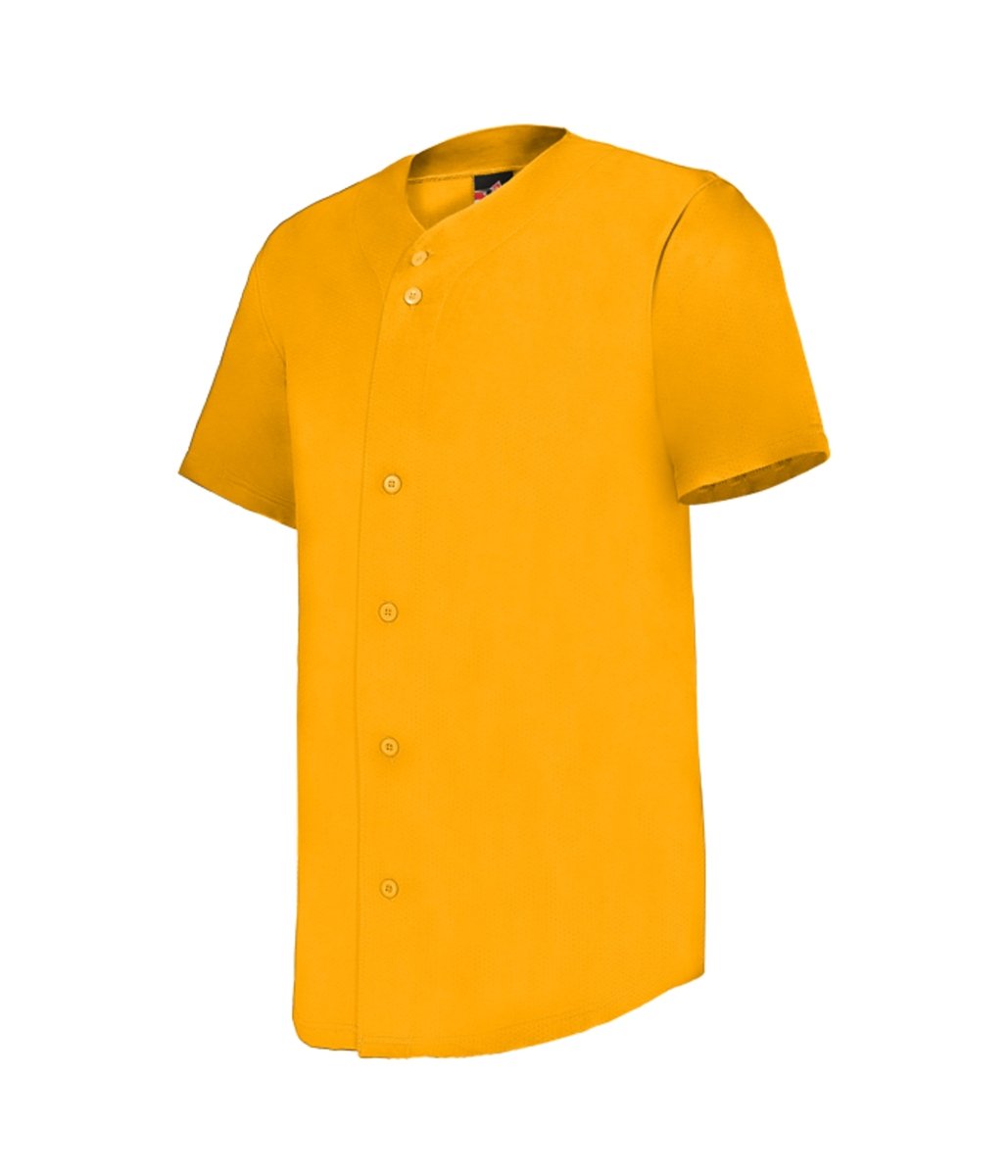 Augusta Sportswear YOUTH FULL - BUTTON LIGHTWEIGHT BASEBALL JERSEY 52MBFJY GOLD S