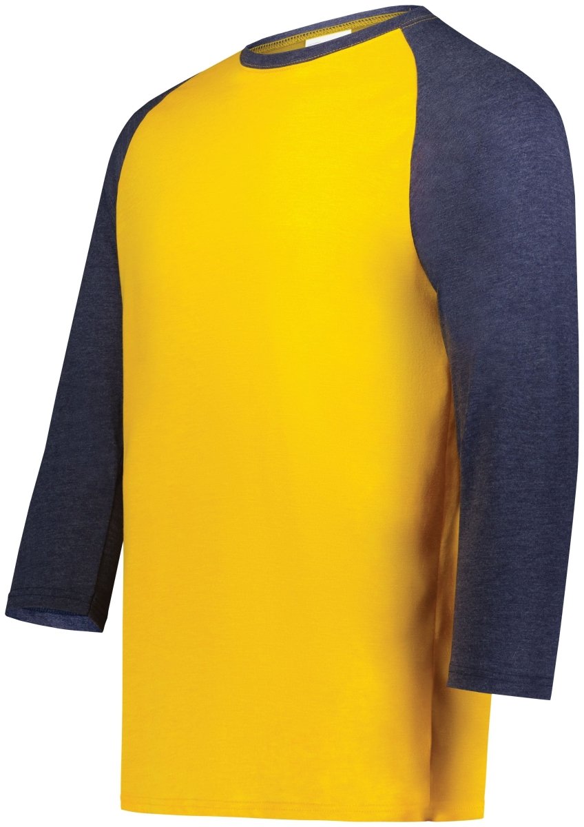 Augusta Sportswear Youth Gameday Vintage 3/4 Tee 6880 GOLD HEATHER/NAVY HEATHER S