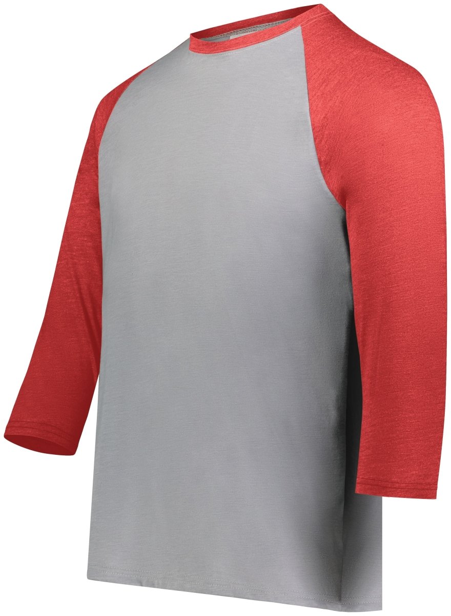 Augusta Sportswear Youth Gameday Vintage 3/4 Tee 6880 GREY HEATHER/SCARLET HEATHER S