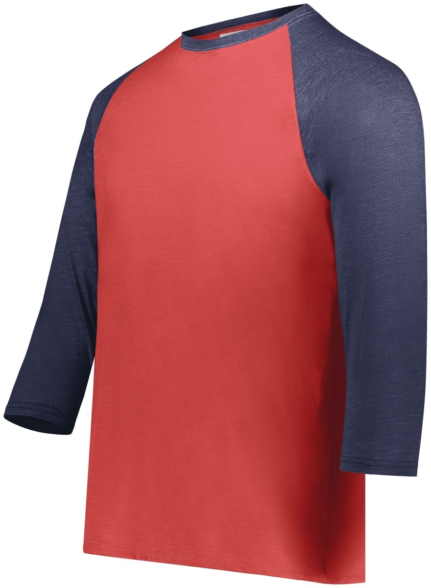 Augusta Sportswear Youth Gameday Vintage 3/4 Tee 6880 SCARLET HEATHER/NAVY HEATHER S