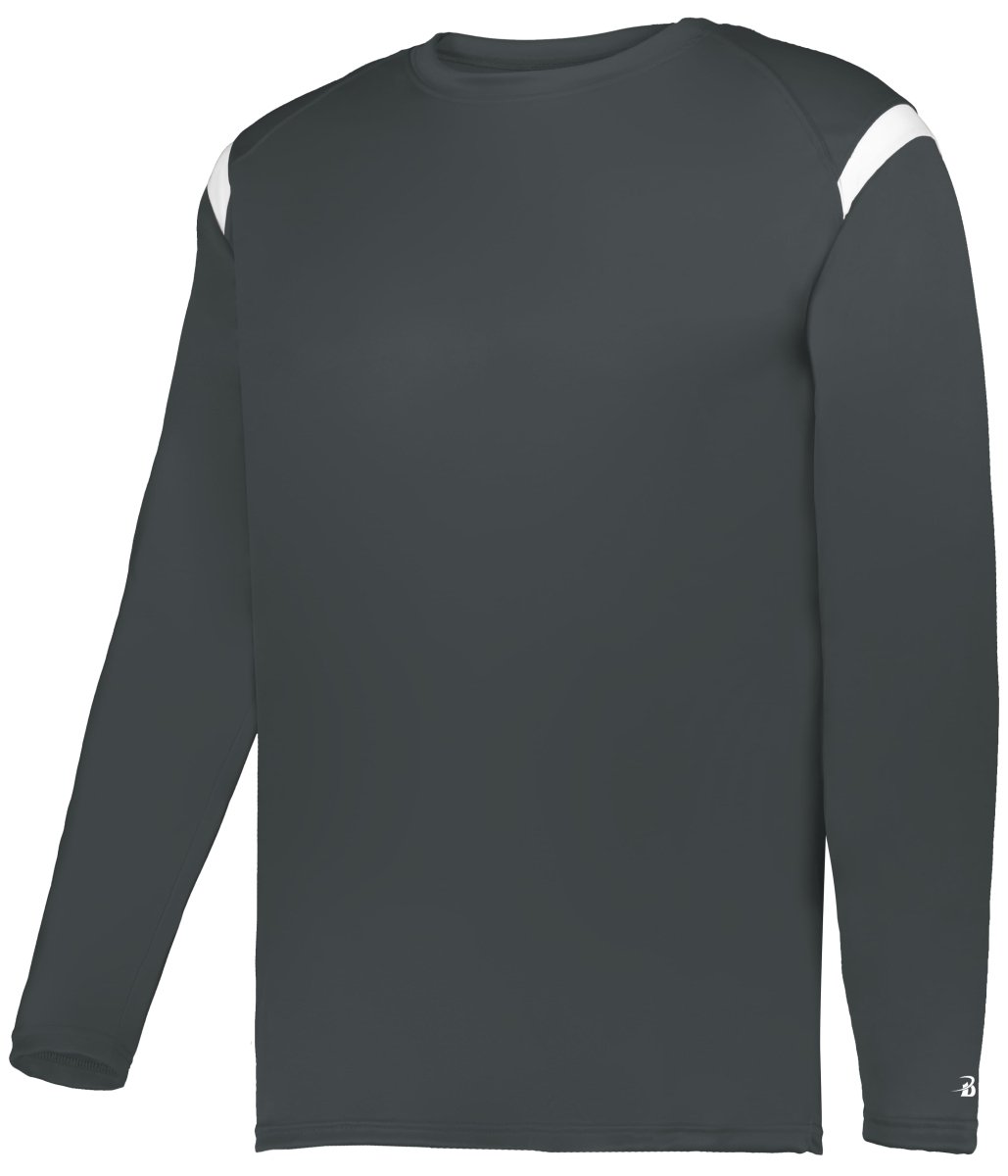 Augusta Sportswear YOUTH ON THE RISE LONG SLEEVE TEE 225300Y GRAPHITE/WHITE (BA) S