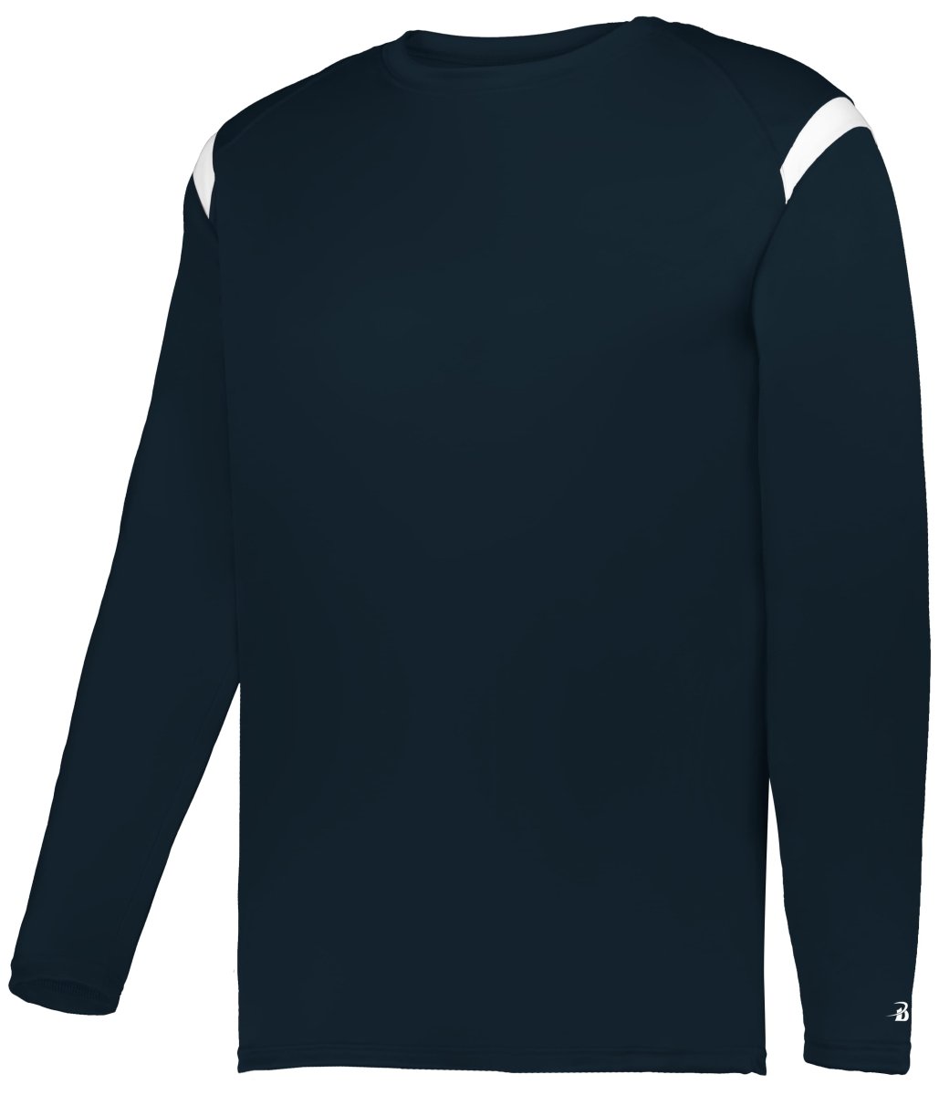 Augusta Sportswear YOUTH ON THE RISE LONG SLEEVE TEE 225300Y NAVY/WHITE (BA) S