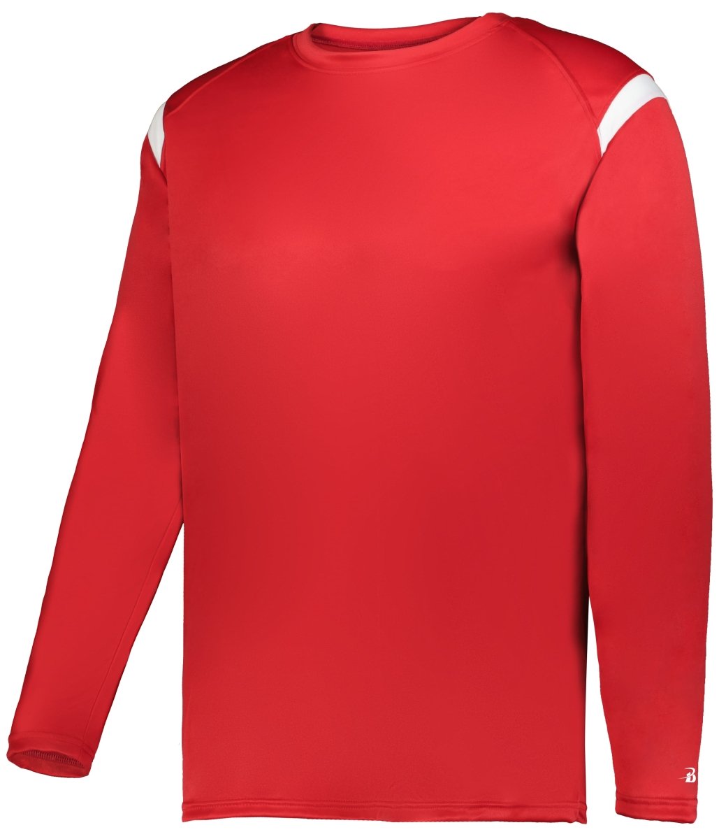 Augusta Sportswear YOUTH ON THE RISE LONG SLEEVE TEE 225300Y RED/WHITE (BA) S