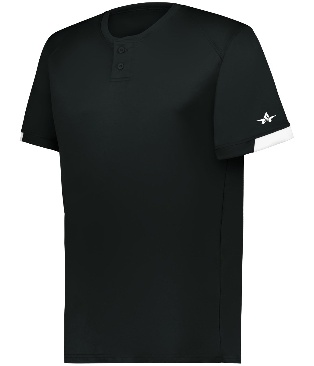 Augusta Sportswear YOUTH ON THE RISE TWO - BUTTON BASEBALL JERSEY 295000 BLACK/WHITE (BA) S