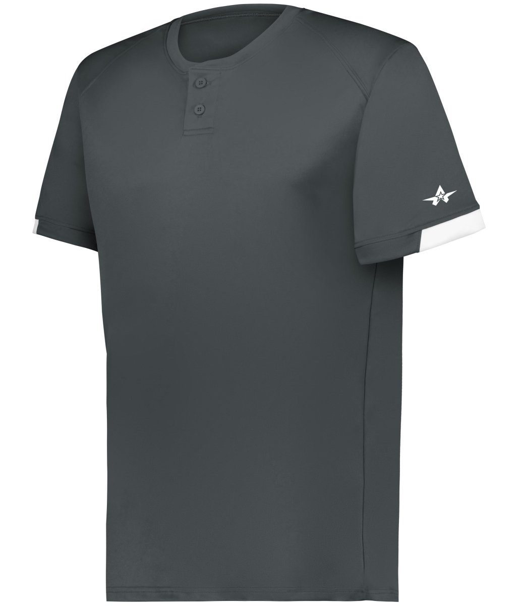 Augusta Sportswear YOUTH ON THE RISE TWO - BUTTON BASEBALL JERSEY 295000 GRAPHITE/WHITE (BA) S