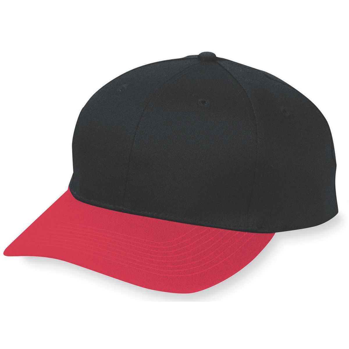 Augusta Sportswear Youth Six - Panel Cotton Twill Low - Profile Cap 6206 BLACK/RED OS