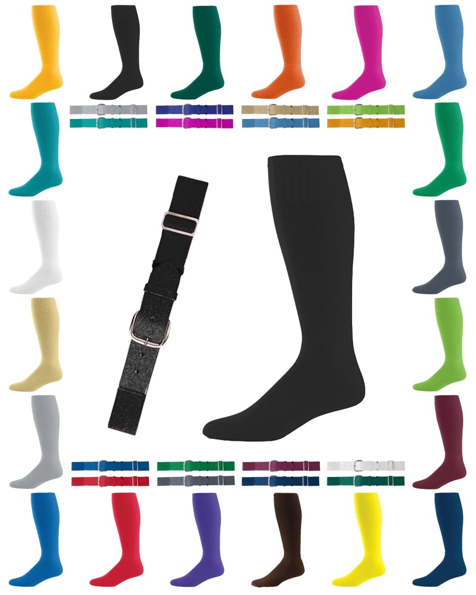 Baseball Socks and Belt Combo Set – Youth & Adult Team Uniform Accessories Black Youth Accessories