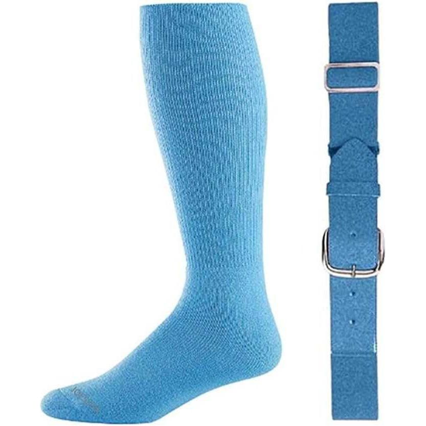 Baseball Socks & Belt Combo Set Bulk Packs of 3, 6, or 12 3 Light Blue
