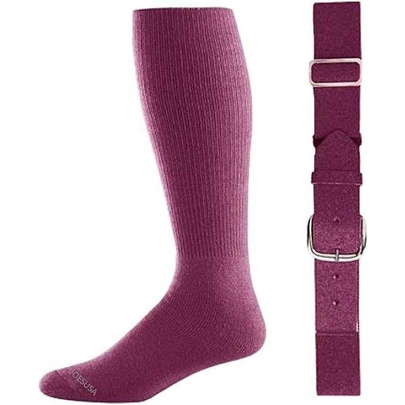Baseball Socks & Belt Combo Set Bulk Packs of 3, 6, or 12 3 Maroon